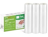 Bonsenkitchen Vakuumrollen 3 Rollen 28 cm x 5 m Vakuumierfolie - Profi Vakuumbeutel für Lebensmittel Vakuumiergerät, Kochfest und Sous Vide Gefrierbeutel, BPA-frei, VB41
