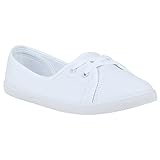 stiefelparadies Damen Sneakers Bequeme Slipper Lochung Ballerinas Camouflage Denim Schnürer Gesteppt Spitze Flats Schuhe 113635 Weiss 38 Flandell