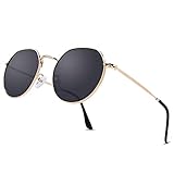COASION Polarisierte Runde Retro Sonnenbrille Damen Herren Vintage Metallrahmen UV400 Schutz Lense für Frauen Männer