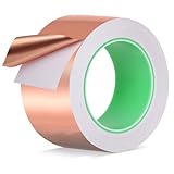 YADOBIG Kupferband Gegen Schnecken 50mm x 20m, Schneckenband für Hochbeet Pflanzen, Beidseitig Leitende EMI Kupferfolienband, Kupferband Selbstklebend Schneckenabwehr, Schneckenband Kupfer