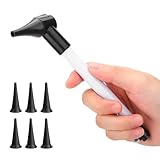 Bysameyee Slimline Edelstahl-Otoskop, Hand-Otoskop mit weichem LED-Licht und 7 Spekula-Spitzen für Kinder, Erwachsene, Haustiere, Tiere