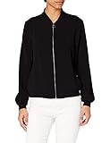 VERO MODA Damen Tailoring Blousonjacke Fly Away Kragen Reißverschluss Vielseitige leichte Jacke, Farben:Schwarz, Größe:L