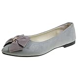 Flache Einzelschuhe für Frauen Schmetterlingsgurt Dekor Spitzenzee Outdoors Schuh Leichtgewicht Weicher Grün Ideal für Hochzeitsreise (Grey, 38)