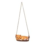 WAHEWUD Katzenfigur aus Kunstharz, Kätzchen zum Aufhängen, Dekoration für Zuhause und Garten (Gelbe Katze)