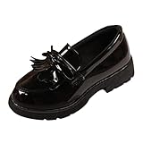 OBiQuzz Mädchen Slip On Loafer Quaste Bow Schule Kleid Schuhe für Mädchen Sneaker Jungs Blau (Black, 27)