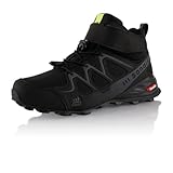 Fusskleidung® Damen Herren Wanderschuhe Trail Running Stiefel Wanderstiefel Schwarz Grau EU 42