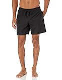 Amazon Essentials Herren-Badeshorts mit Netzfutter, Taschen, Kordelzugverschluss, Schwarz, Größe M