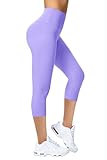 Enjoyoga Leggings Damen 3/4 mit Innentasche - High Waist Sporthose Laufhose für Sport Yoga Gym (DE/NL/SE/PL, Alphanumerisch, Einheitsgröße, Regular, Regular, S-M, Lila)