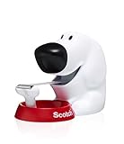 Scotch Tischabroller inkl. 1 Rolle Klebeband - Hunde Klebeband Abroller, auch für Kinder, weiß