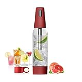 Tragbarer Soda Siphon,Kompakte Soda Wassersprudler für Zuhause & Outdoor,1L Soda Maker mit zwei Wasserflaschenverschlüssen,3 Sekunden DIY Sprudelwasserbereiter für Hausgemachte Säfte,Mojitos,Cocktails