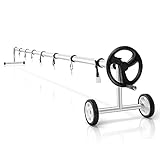 RELAX4LIFE Pool Aufroller, Aufrollsystem Fahrbar, 165-700 cm Verstellbar, Witterungsbeständiges Material, Solarfolie Stange inkl. 8 Befestigungsbänder, Aufrollvorrichtung für Solarplane & Poolplane