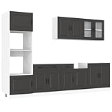 vidaXL 7-TLG. Küchenschrank-Set Kalmar Schwarz Holzwerkstoff, Küchenzeile Einbauküche, Schrank-Set, Unterschrank, Küchenschrank, Hängeschrank