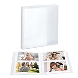 FRETONBA Fotoalbum Einsteckalbum mit 40 Seiten, Fotobuch Klein Fasst 80 Fotos im Format 10x15, Fotoslbum mit Staubdicht Cover, Photo Album zum Einstecken für Hochzeit, Baby, Geburtstag, Weiß