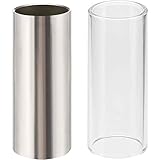 2 Stück Glas Slide und Edelstahl Slide in Box für Gitarre, Bass, Mittel (6 cm)