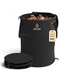 LIVLIG Pop Up Gartensack 90L, Faltbarer Gartenabfallsack mit Deckel und doppeltem Boden, Stabiler Laubsack mit Deckel, Laubsack und Gartenabfallsack Schwarz