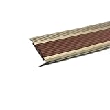 Treppenprofil L-Form, Antirutsch Treppe Streifen für Treppen, Aluminium Treppe Kantenband Winkelprofil,Treppenkantenschutz, Verschleißfest und Lichtecht, für Hotels und Krankenhäuser(Gold+brown,60x21m