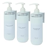 Goyiseee Shampoo- und Conditionerspender-Set, 3 Kunststoffflaschen mit Wandhalterungen, Duschseifespender (White-3B3W-PZP)