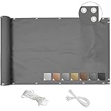 MEEYI Balkon sichtschutz 50x1800cm balkonumspannungen balkonabdeckung sichtschutz Garten sichtschutz Balkon ohne Bohren balkonverkleidung Holz UV-beständig für Garten mit kabelbinder und Seil-Grau