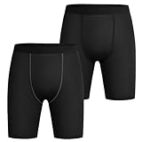 AUYAO Herren Kompressionsshorts, 2er Pack Schnelltrocknendes Base Layer Tights Sport Unterhosen Trainingsshorts für Enge Trockene und Atmungsaktive Radlerhose, Sportshorts Laufhose Sommer Kurze(M)
