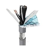 TRVVP hitzebeständiges Multicore-Kabel, doppelt geschirmt, 26/24/22/20/18 AWG, 10/12/14/16/20/24 Kerne, grau, ölbeständig, CNC-Kabel und Kabel (16 Adern 1 m, 26 AWG 0,15 mm²)