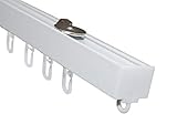 Gardinia 36272 Aluminium-Vorhangschienen-Set LUNA, Komplett-Set mit 1-läufiger Schiene, Weiß, 200 cm