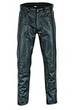 Texpeed Lederjeans herren Rindsleder Oben genarbtes echtleder - Lässige motorrad Biker lederhose Schwarz - M