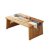 Dieser japanische Bodentisch im antiken Stil verfügt über klappbare Beine. Das rustikale Holzdesign eignet sich perfekt für Tee, Laptop, Frühstück im Bett oder als Meditationsaltar. (80 x 40 x 30 cm,