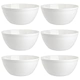 Engelland 6er Set Schalen Müslischalen Dessertschalen Salatschale Suppenschale Reisschale Bowl in Farbe weiß aus Kunststoff BPA-frei groß 900 ml
