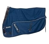 Horze Delemont Fleece Abschwitzdecke – Weiche & Atmungsaktive Pferdedecke mit Doppelschnalle und Schweifriemen, Blau, 155
