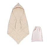 Thoquene Badetuch Baby mit Kapuze, Musselin-Baumwolle Kaputzenhandtücher, Coffee Babyhandtuch(80x80cm)