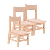 ORFOFE 3 Stück Miniatur Holzstuhl für Puppenhaus Stabile Mini Holzstühle mit Realistischer Gestaltung Vielseitig als Esszimmer Wohnzimmermöbel DIY Puppenhaus Zubehör Foto Requisiten