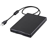 Tragbar Externes USB Diskettenlaufwerk FDD 1,44MB 3.5 Zoll, PC und MAC USB Floppylaufwerk, Extern Entfernbar Disketten Laufwerk Kartenleser Computerzubehör, Windows 11 fähig, Plug and Play Schwarz
