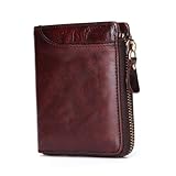 Yardenfun Vintage Herren Geldbörse Hochwertigem Öl Wachs Multifunktionale Brieftasche mit Reißverschluss Fächern für Karten Münzen Robuste Stilvolle Geldtasche