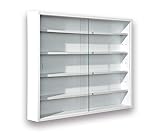 Inter Link - Sammlervitrine - Hängevitrine - Wandregal - Glasvitrine - Wandvitrine - Hängeregal - Schaukasten - MDF - Weiß (80x60x9.5 cm) Compilati