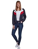 Urban Classics Damen Jacke Ladies 3 - Tone Windbreaker TB2009, Gr. Medium (Herstellergröße: M), Mehrfarbig (Navy/White/Fire Red 01243)