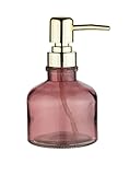 WENKO Seifenspender Atessa Altrosa, zierlicher Pumpspender aus Glas mit goldenem Pumpkopf, nachfüllbar mit bis zu 200 ml Flüssigseife, Kleiner Seifendosierer ideal für das Waschbecken, Ø 8 x 14 cm