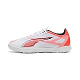 PUMA Unisex Ultra 5 Play TT Fussballschuh, White Black-Glowing RED, 42 EU