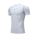 Smatstyle Kompressionsshirt Kurzarm Herren kurzärmliges Funktionsshirt Trainingsshirt Fitness Compression T-Shirt Atmungsaktives Laufshirt (DE/NL/SE/PL, Alphanumerisch, S, Regular, Regular, Weiß)