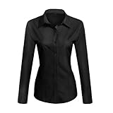 Toocool - Damenhemd Slim Fit Langarm Bluse Bluse Slim Fit Baumwolle C-S020 [M, Schwarz]