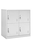 Owoxanthellate Schließfachschrank 5er Set aus Stahl in Hellgrau 90x45x92,5 cm mit abschließbaren Türen Modernes Design Robuste Büromöbel für Flur Büro Keller Schule