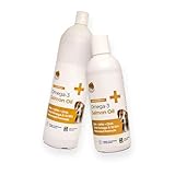 RF-Deer - Norwegisches Lachsöl für Hund, Katze, Pferd 1 Liter - 1 Stück - Fischöl Omega-3 Gesundheit für Fell, Gelenke, Verdauung 2in1 Pumpe Dunkle Flasche gegen Oxidation Flip Top Ergänzen für Hunde