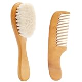 Baby-Haarbürsten-Set für Neugeborene, Mini-Baby-Bürsten- und Kamm-Set aus Holz, weiches und sanftes Neugeborenen- Kamm-Duschhaar