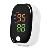 Tragbarer Finger Pulsoximeter für Fitness und Outdoor, Sauerstoffsättigung & Pulsrate Anzeige, OLED Bildschirm mit Batterien und Band (Schwarz, 1 Stück)