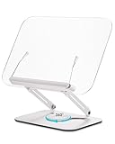 Viozon Buchständer, Buchhalter, Höhenverstellbar, 360° drehbare Basis, Klappbar und Tragbar, Klares Acryl, Metall, Kochbuchhalter, Leseständer, fur Kinder, Kindle, Tablet, Laptop ständer, DE-R22