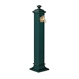 Relaxdays Standbrunnen Antik, mit Wasserhahn, HBT 86x19x23 cm, Wasserzapfsäule Garten, Terrasse, Zierbrunnen, dunkelgrün