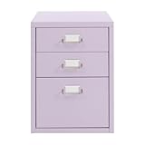 QRANSEUYXY Rollcontainer, unter Schreibtisch, mit 3 Schublade für Akten, Dokumente, Schreibwaren,für Zuhause und Büro 41×28×48 cm, Violett
