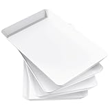 Lifewit Kunststoff Serviertablett, 36,7 x 24 cm, Großes Tablett, 4er-Set, BPA-frei, Wiederverwendbar, Servierplatte für Buffets, Feiern, Picknicks, Frühstück und Snacks, Weiß