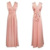 Infinity Kleid inklusive Bandeau Top Brautjungfernkleid Gr. 42-48 Peach Wickelkleid lang, 70 Verschiedene Wickelarten Brautkleid, Bridesmaid, one Size, Stretch (Peach, 2 (42-48))