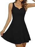 Missufe Partykleid Cocktailkleid A Linien Abendkleid Damen Sommerkleid Rockabilly Minikleid Swing Elegant Kleider (schwarz, klein)