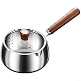 Jotekonoby Mehrschichtiger Milchtopf aus 316 Edelstahl mit Ausgießer und Glasdeckel für den Herd (1200 ml)